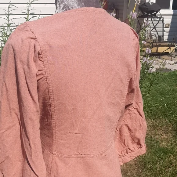 Moon🌛RiverCOTTON Dusty🎀PinkLong Sleeve Wrap Dress SIZE L Mini - Picture 5 of 12